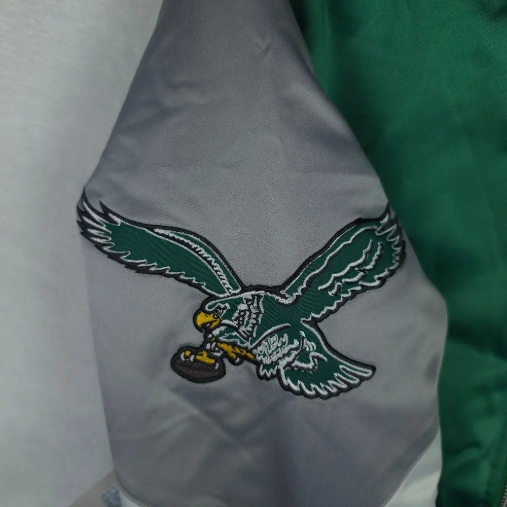 Philadelphia Eagles Mitchell & Ness NFL Medium Satin Jacket Green Gray NWT